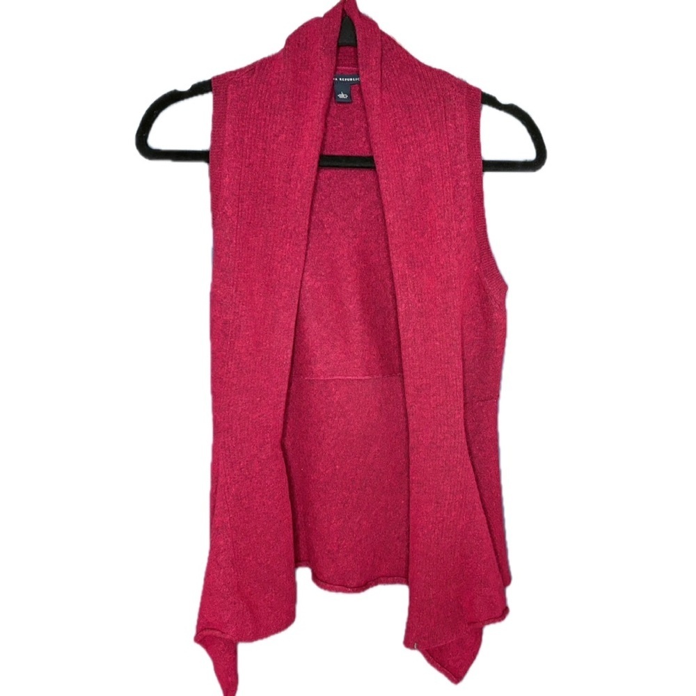 Marbled Red Wool Blend Open Draped Sweater Vest Fits Small Medium Whimsigoth